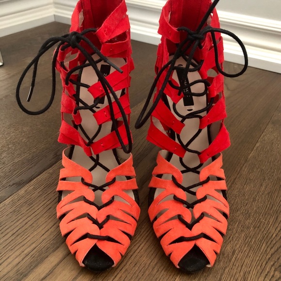 Zara Caged Tie-Up High Heels - Picture 2 of 3